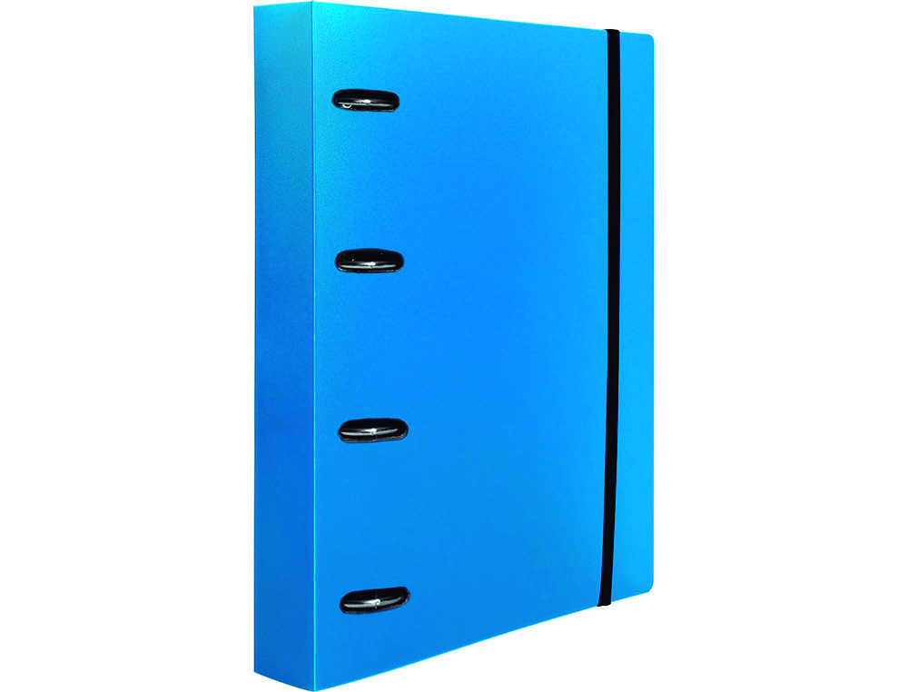 LIDERPAPEL - CARPETA CON RECAMBIO A4 CUADRO 5MM 100 HOJAS 80G POLIPROPILENO 4 ANILLAS 40MM AZUL TRANSLUCIDO (Ref.CH64)