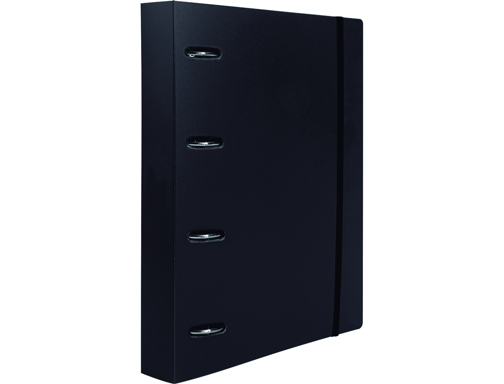 LIDERPAPEL - CARPETA CON RECAMBIO A4 CUADRO 5MM 100 HOJAS 80G POLIPROPILENO 4 ANILLAS 40MM NEGRO OPACO (Ref.CH62)