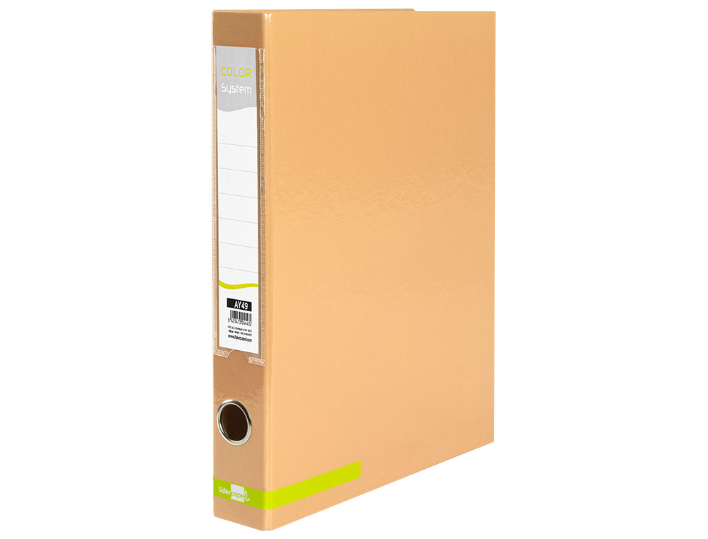 LIDERPAPEL - CARPETA DE 2 ANILLAS 25 MM MIXTAS A4 FORRADO COLOR SYSTEM CON OLLAO Y TARJETERO MELOCOTON (Ref.AY49)