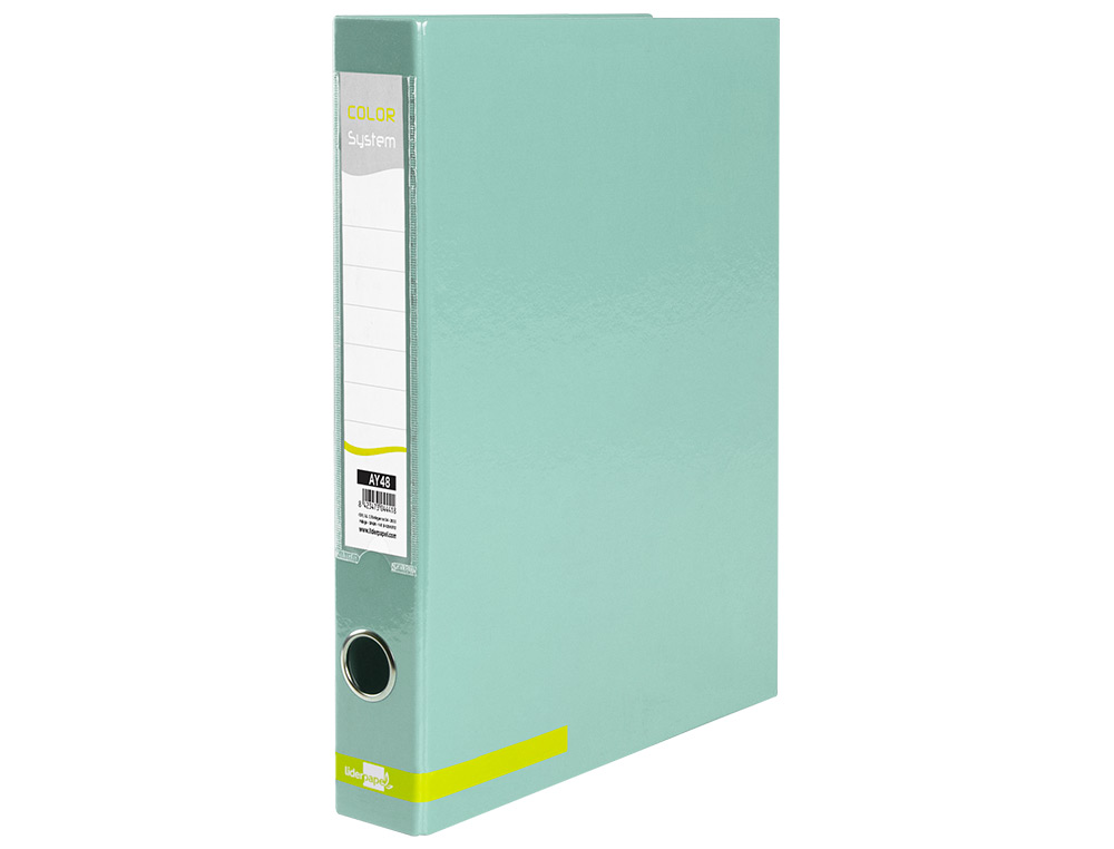 LIDERPAPEL - CARPETA DE 2 ANILLAS 25 MM MIXTAS A4 FORRADO COLOR SYSTEM CON OLLAO Y TARJETERO MENTA (Ref.AY48)