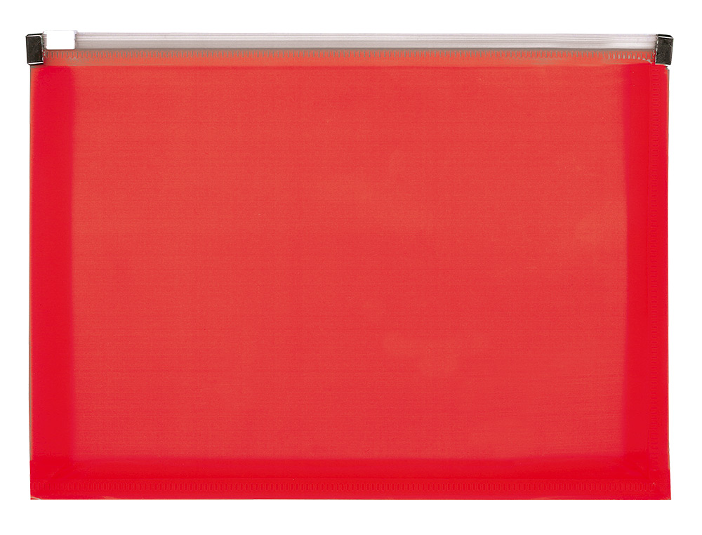 LIDERPAPEL - CARPETA DOSSIER A4 CIERRE DE CREMALLERA ROJO TRANSLUCIDO (Ref.CH80)