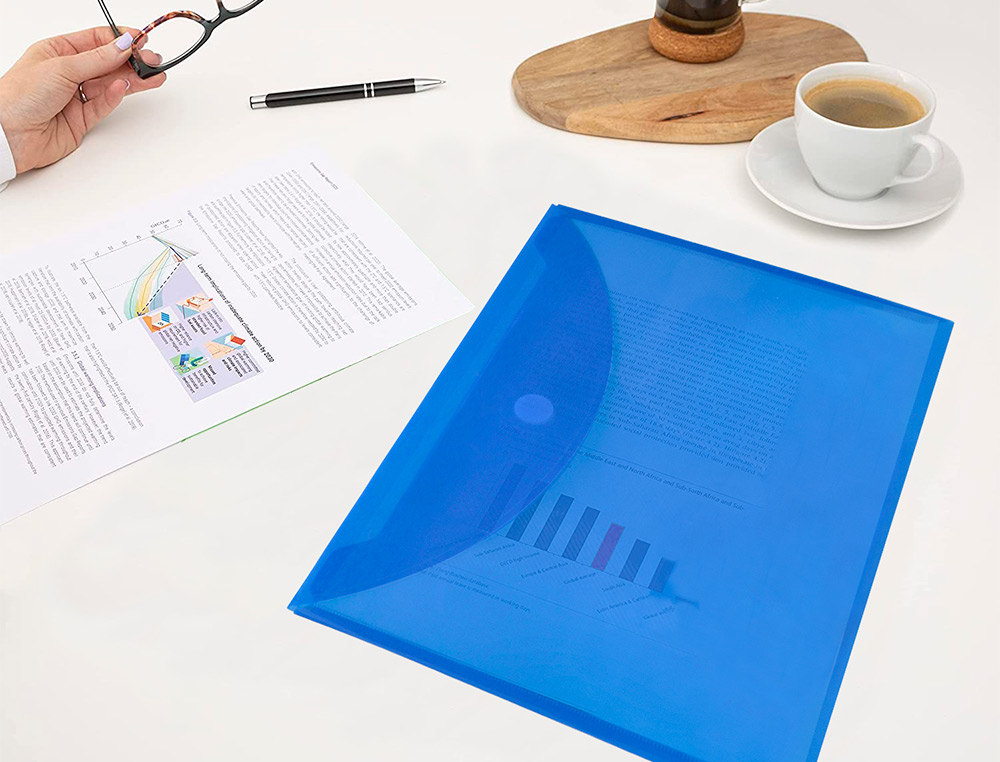 LIDERPAPEL - CARPETA DOSSIER A4 CIERRE DE VELCRO AZUL (Ref.BY08)