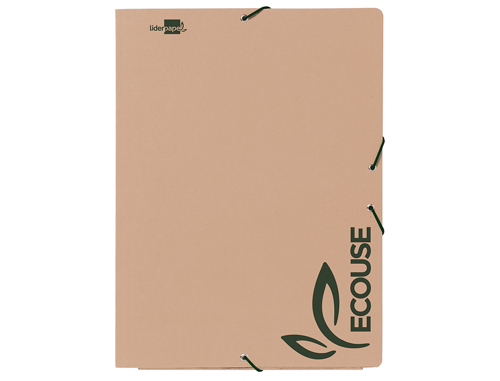 LIDERPAPEL - CARPETA GOMAS DIN A4+ 3 SOLAPAS ECOUSE CARTULINA 400 G/M2 COLOR KRAFT MARRON (Ref.CG38)