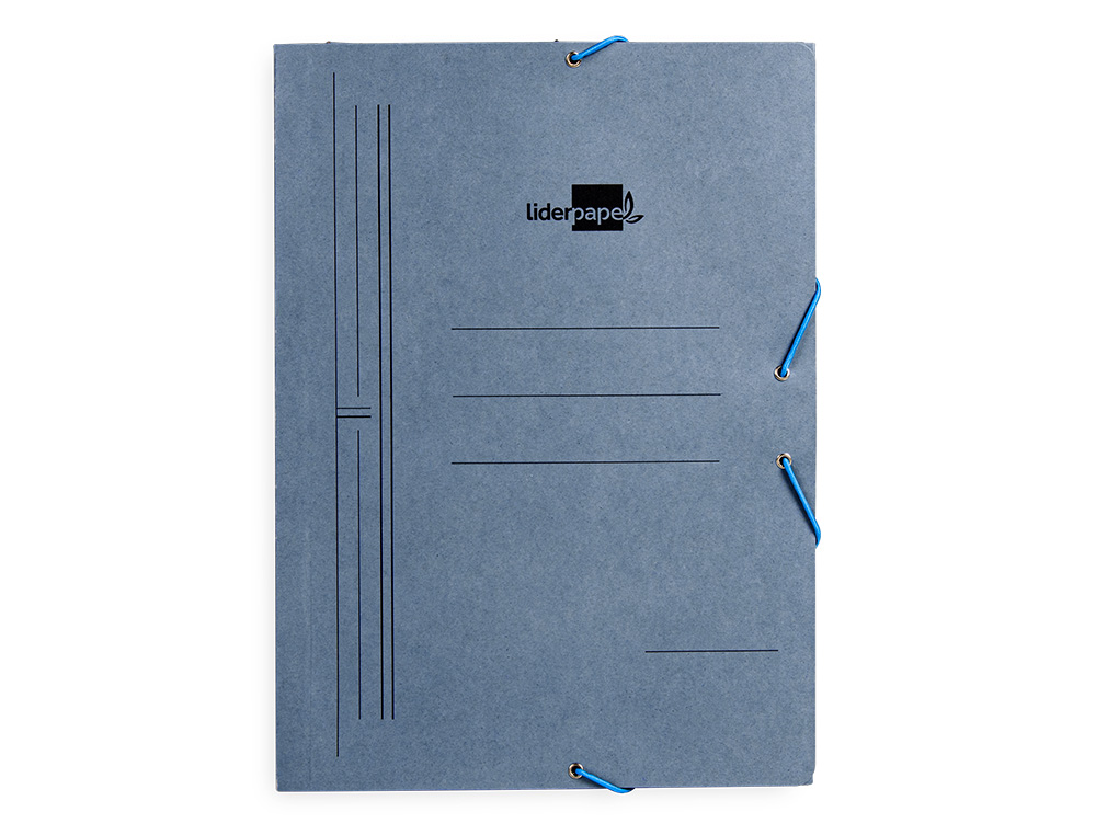LIDERPAPEL - CARPETA GOMAS FOLIO 3 SOLAPAS CARTON PINTADO AZUL 410 G/M2 (Ref.CG39)