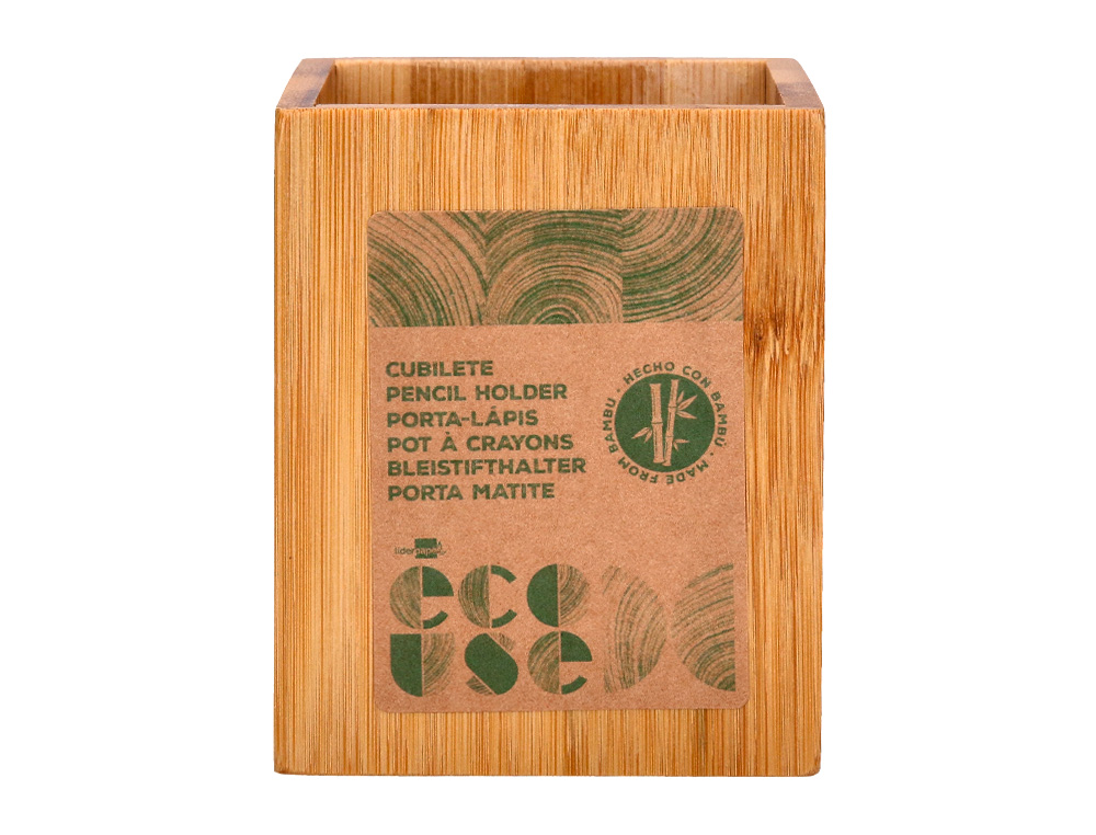 LIDERPAPEL - CUBILETE PORTALAPICES ECOUSE BAMBU 8X8X10 CM (Ref.CB03)
