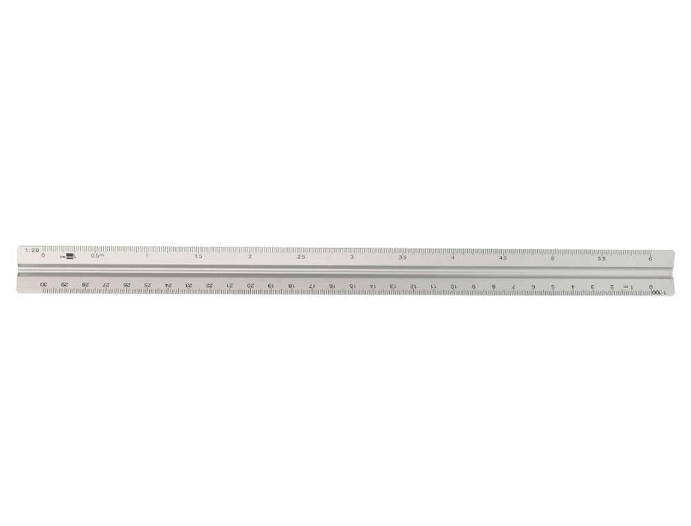 LIDERPAPEL - ESCALA ALUMINIO FORMA TRIANGULAR CON FUNDA PROTECTORA LONGITUD 30 CM 1:100/1:200/1:250/1:300/1:500 (Ref.EL01)
