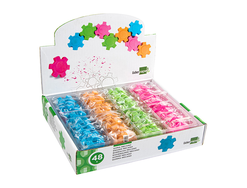 LIDERPAPEL - GOMA MECANO CON FORMA DE RUEDA COLORES SURTIDOS (Ref.ER09)