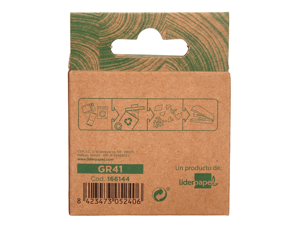 LIDERPAPEL - GRAPADORA ECOUSE MINI CAPACIDAD 12 HOJAS 100% PLASTICO RECICLADO CON CAJA DE 1000 GRAPAS 26/6 (Ref.GR41)
