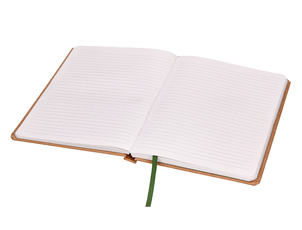 LIDERPAPEL - LIBRETA ECOUSE 100% RECICLADA A5 96 HOJAS 70G/M2 HORIZONTAL CON GOMILLA Y MARCA PAGINAS (Ref.LB66)