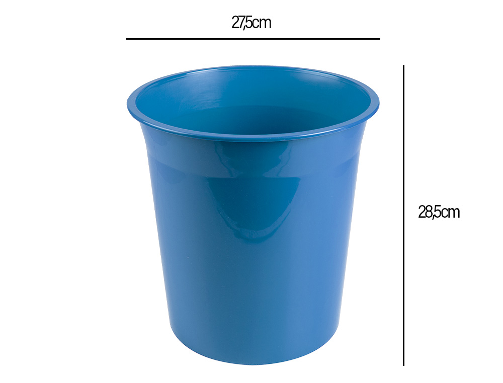 LIDERPAPEL - PAPELERA PLASTICO CELESTE OPACO 13 LITROS 275X285 MM (Ref.PJ02)