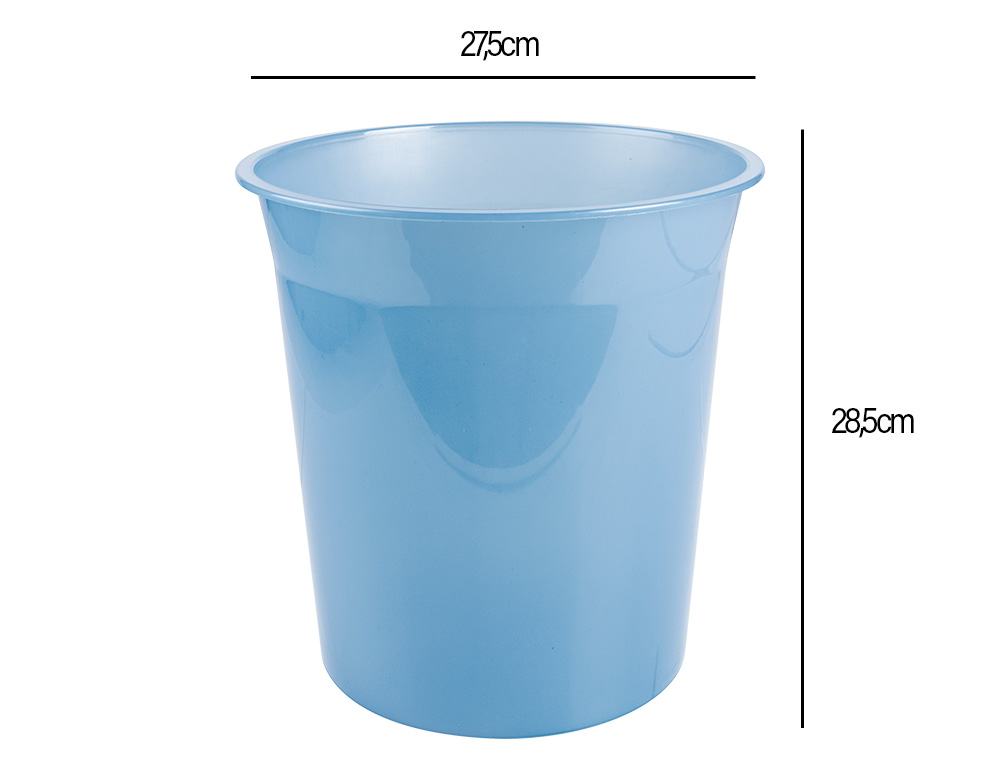 LIDERPAPEL - PAPELERA PLASTICO CELESTE TRANSLUCIDO 13 LITROS 275X285 MM MM (Ref.PJ06)