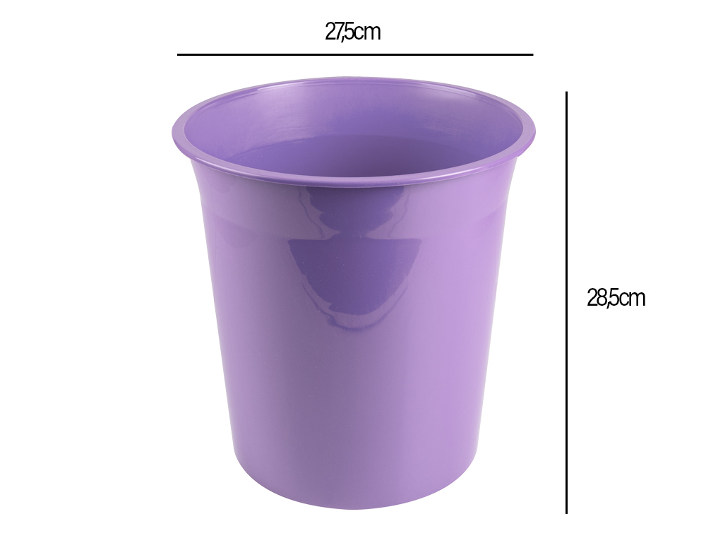 LIDERPAPEL - PAPELERA PLASTICO LAVANDA OPACO 13 LITROS 275X285 MM (Ref.PJ03)