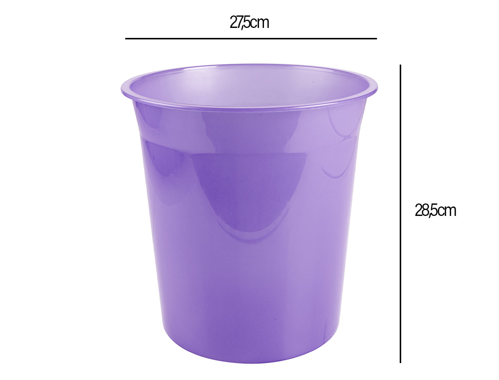 LIDERPAPEL - PAPELERA PLASTICO LAVANDA TRANSLUCIDO 13 LITROS 275X285 MM MM (Ref.PJ07)
