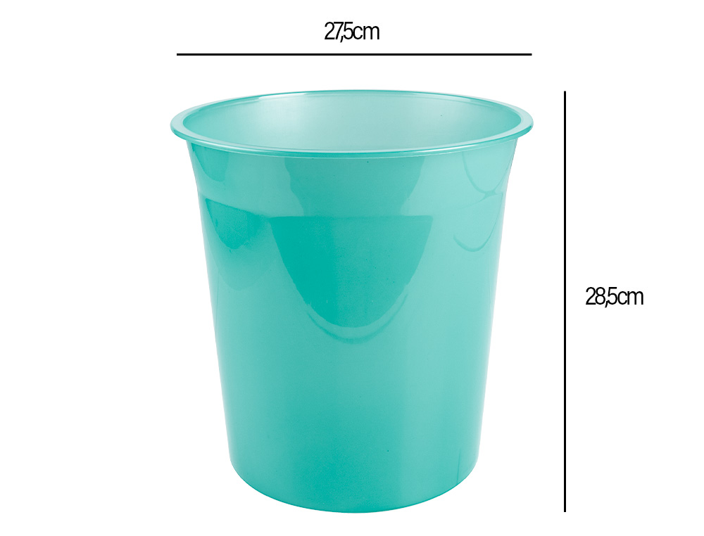 LIDERPAPEL - PAPELERA PLASTICO MENTA TRANSLUCIDO 13 LITROS 275X285 MM MM (Ref.PJ08)