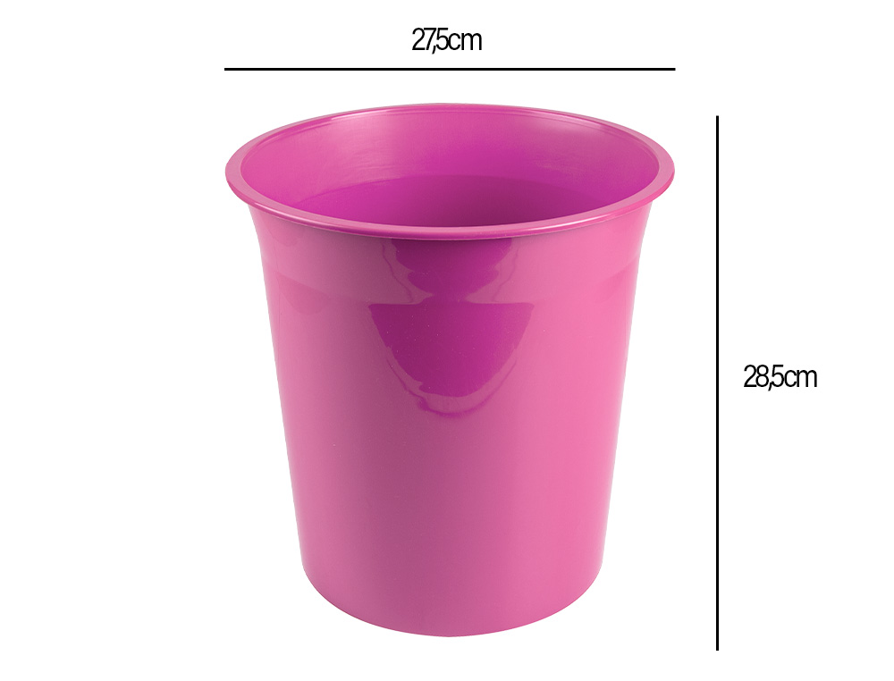 LIDERPAPEL - PAPELERA PLASTICO ROSA OPACO 13 LITROS 275X285 MM (Ref.PJ05)
