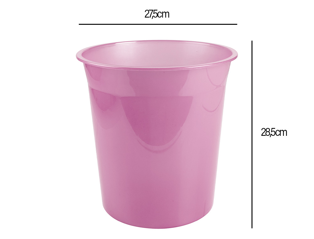 LIDERPAPEL - PAPELERA PLASTICO ROSA TRANSLUCIDO 13 LITROS 275X285 MM MM (Ref.PJ09)