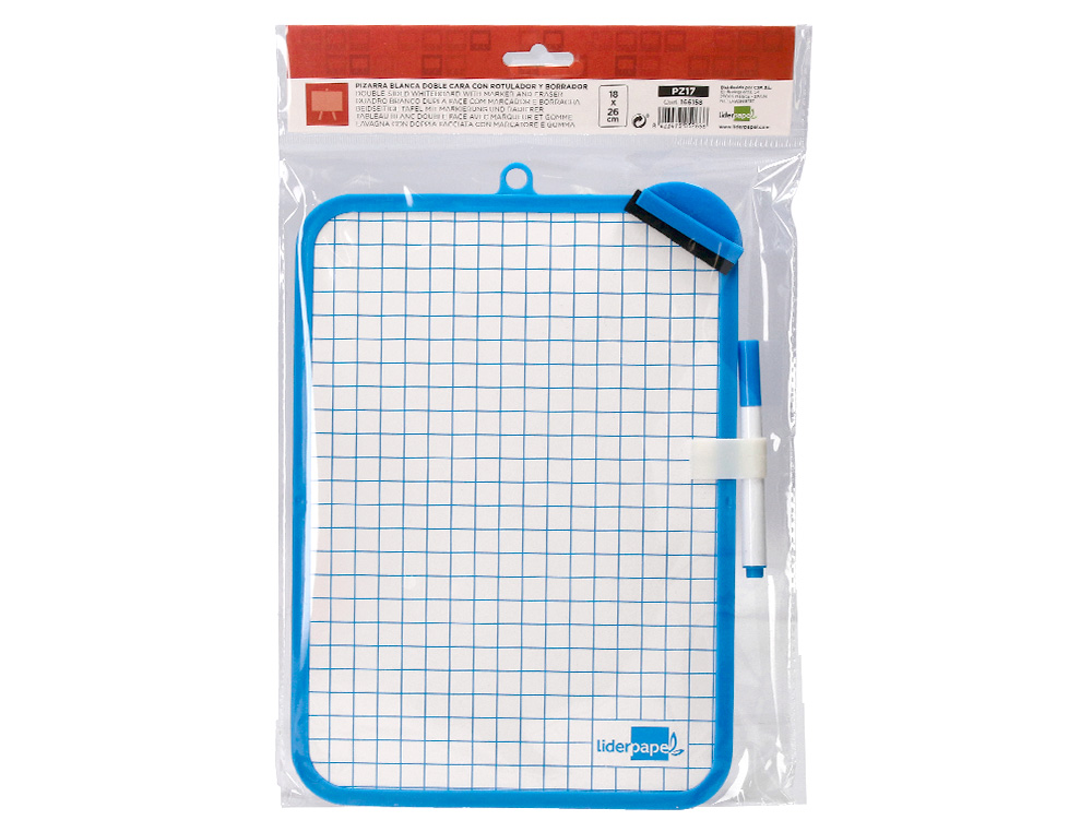 LIDERPAPEL - PIZARRA BLANCA 18X26 CM CON ROTULADOR Y BORRADOR (Ref.PZ17)