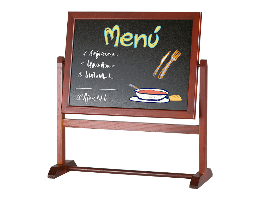 LIDERPAPEL - PIZARRA MARRON PARA HOSTELERIA DOBLE CARA VOLTEABLE CON SUPERFICIE PARA ROTULADORES 32X30 CM (Ref.PZ15)