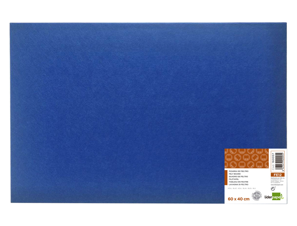 LIDERPAPEL - TABLERO DE FIELTRO MURAL COLOR AZUL 40X60 CM (Ref.FE12)