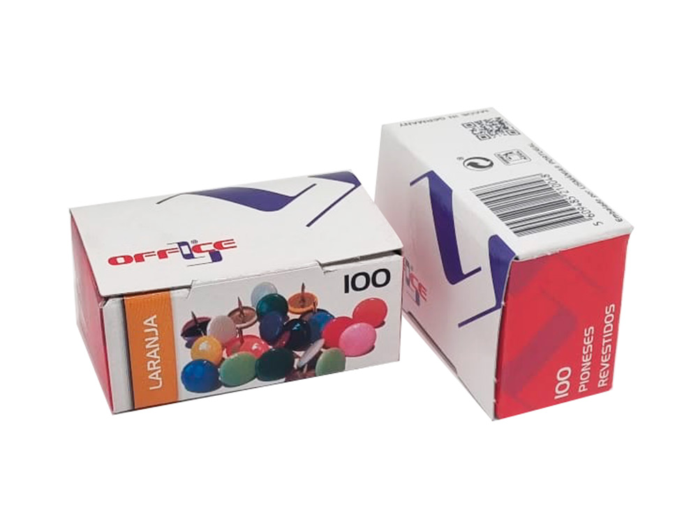 LISMANIA - CHINCHETA OFFICE COLOR NARANJA CAJA DE 100 UNIDADES (Ref.7PIOLMA.23)