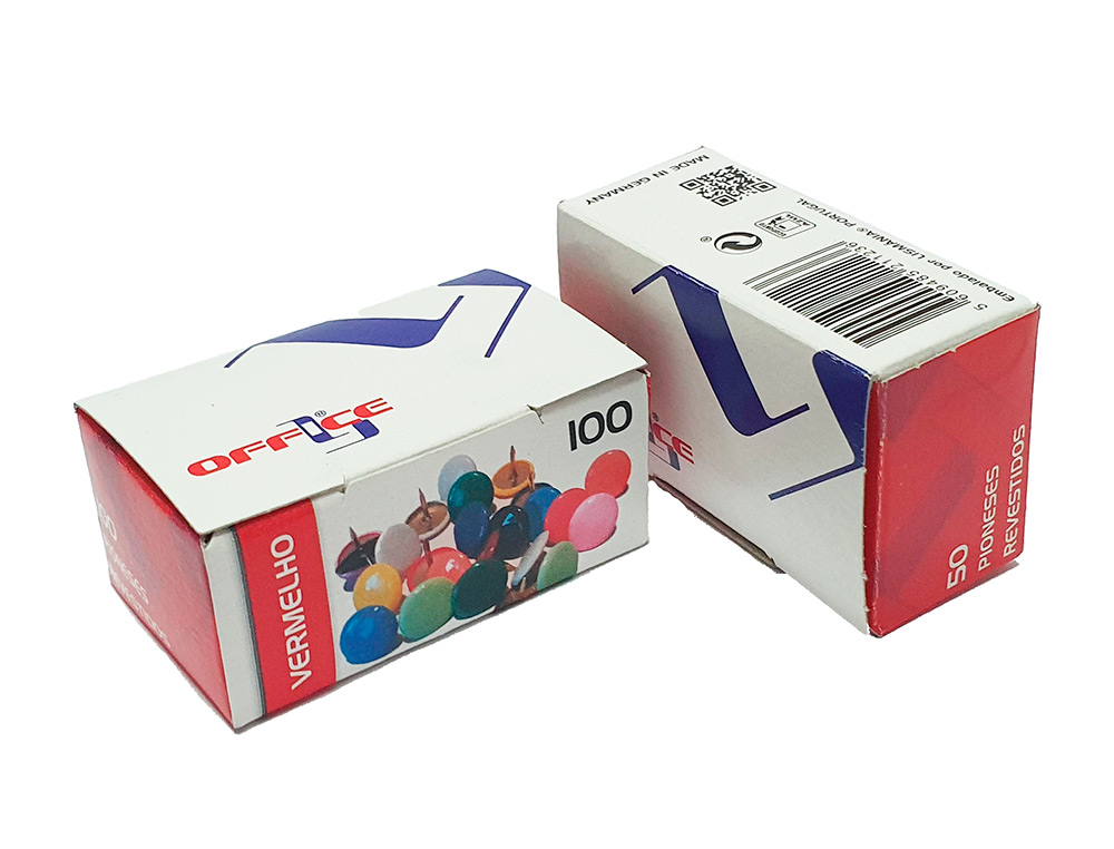 LISMANIA - CHINCHETA OFFICE COLOR ROJO CAJA DE 100 UNIDADES (Ref.7PIOLMA.04)