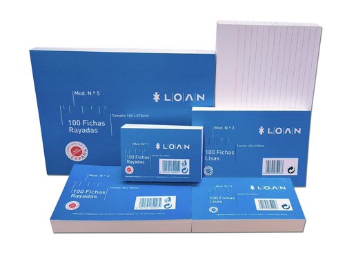 LOAN - FICHAS RAYADAS 65x95mm (Nº1) paquete de 100 (Ref.F-1 (RAYADA))