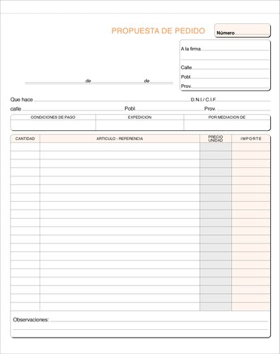 LOAN - TALONARIO PEDIDOS HOLANDESA TRIPL. (Ref.T-99)
