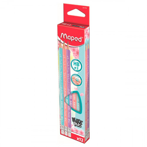 MAPED - CAJA 12 LAPICES DE GRAFITO CON GOMA HB COLORES SURTIDOS (Ref.851730)