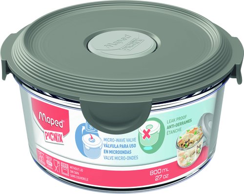 MAPED - PICNIK RECIPIENTE DE CRISTAL VÁLIDO PARA MICRO Y HORNO TAPA GRIS (Ref.875905)
