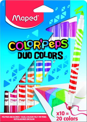 MAPED - ROTULADOR FIBRA COLOR´PEPS DUO ESTUCHE de 10 (Ref.847010)