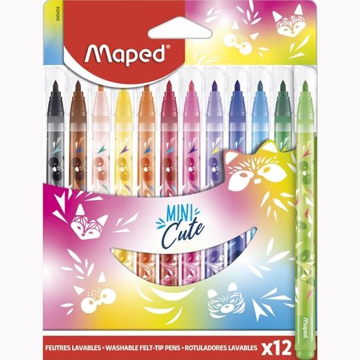 MAPED - ROTULADORES MINI CUTE COLORES SURTIDOS EN ESTUCHE DE 12 (Ref.845404)