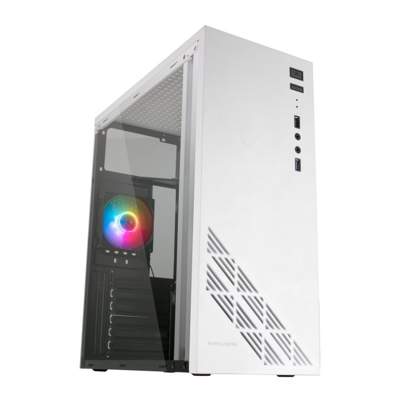 MARS GAMING - Caja PC ATX Ventilador 90mm FRGB Convect-Cool Blanco (Ref.MC100W)