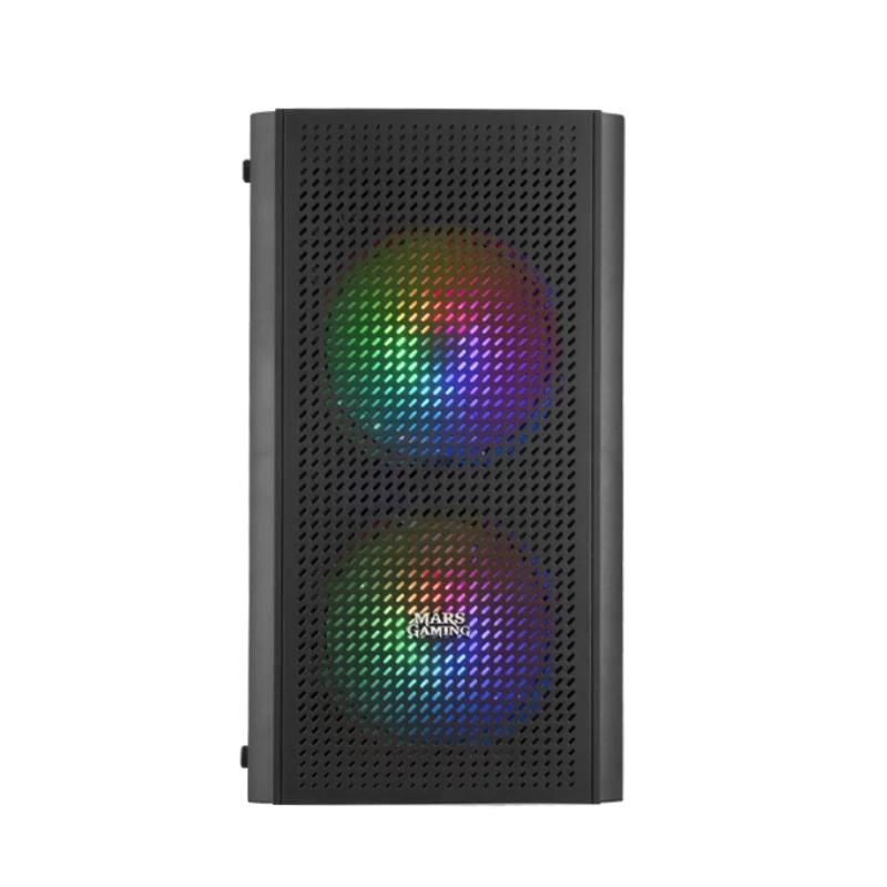 MARS GAMING - Caja PC Micro ATX Cristal Templado 3xVentilador FRGB Negro (Ref.MC300)