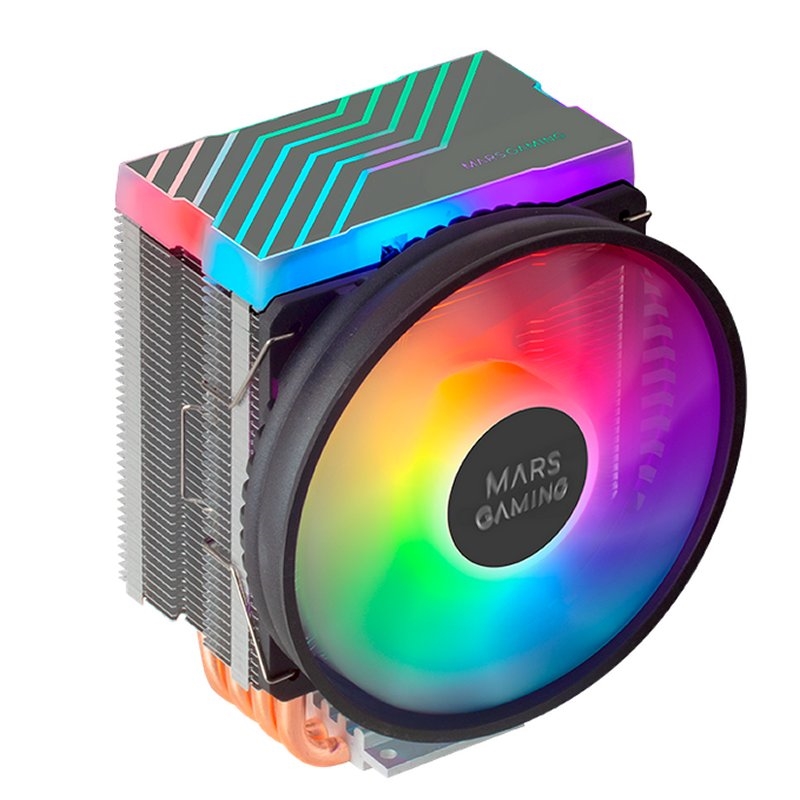 MARS GAMING - Disipador CPU Dual ARGB 4 Heatpipes HCT TDP 160W Ventilador 11cm (Ref.MCPU44)