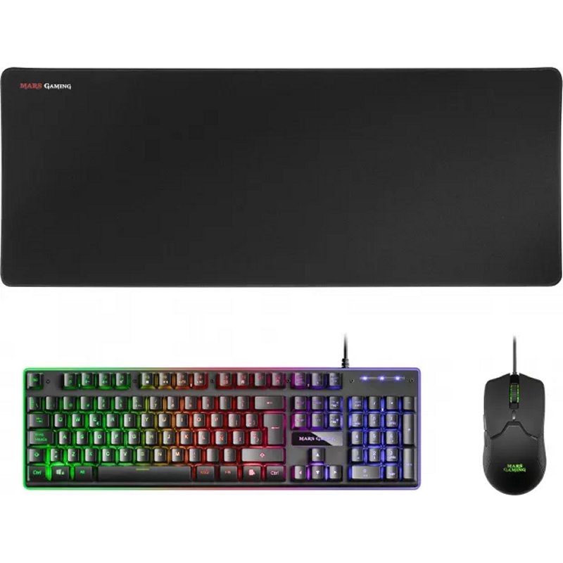 MARS GAMING - Combo Teclado+Ratón+Alfombrilla Negro ES (Ref.MCPXBES)