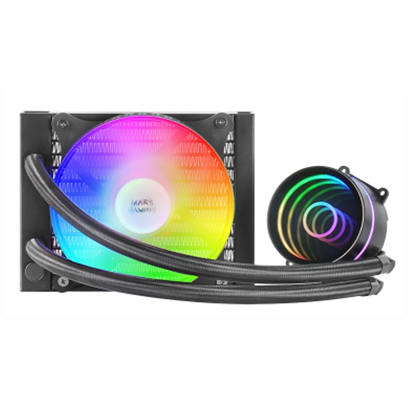 MARS GAMING - ML-ONE120 Negro Refrigeración Líquida CPU TDP 200W Espejo Infinito Ventilador FRGB Silencioso Multisocket Universal (Ref.MLONE120)