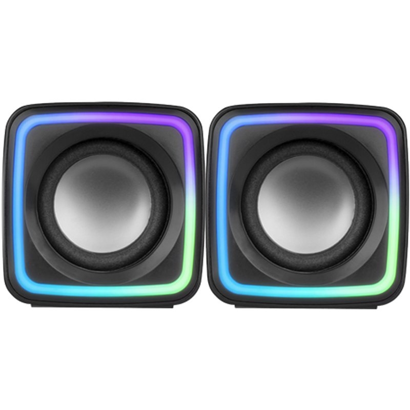 MARS GAMING - Negro Altavoces Gaming RGB Compactos Procesador Sonido DSP 8W (Ref.MSCUBE)