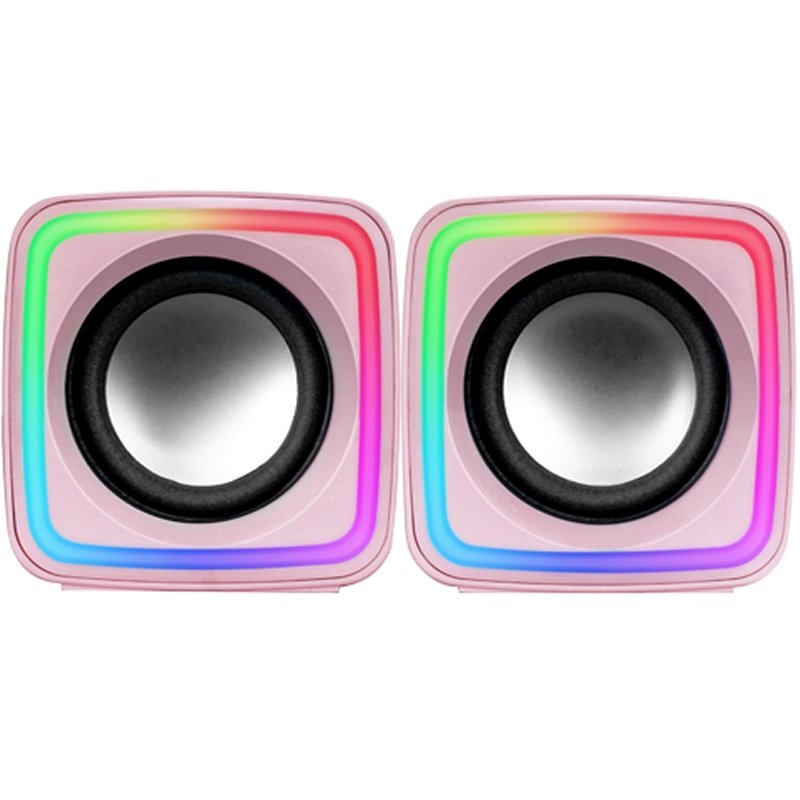 MARS GAMING - Rosa Altavoces Gaming RGB Compactos Procesador Sonido DSP 8W (Ref.MSCUBEP)