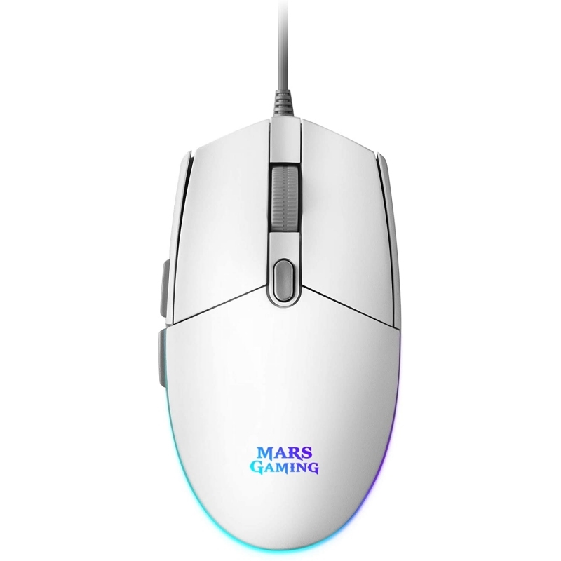 MARS GAMING - RATÓN CABLE USB 3200DPI ERGONÓMICO DIESTROS ILUMINACIÓN RGB FLOW 6 BOTONES BLANCO (Ref.MMGW)