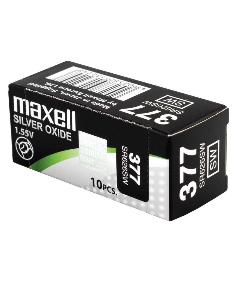 MAXELL - MICRO PILAS PLANAS ÓXIDO DE PLATA 1,55V - SR626SW 377 CAJA 10U (Ref.SR0626SW MXL)