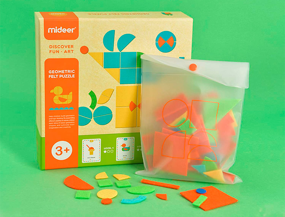 MIDEER - PUZLE FIGURAS GEOMETRICAS FIELTRO 157 PIEZAS (Ref.MD4145)