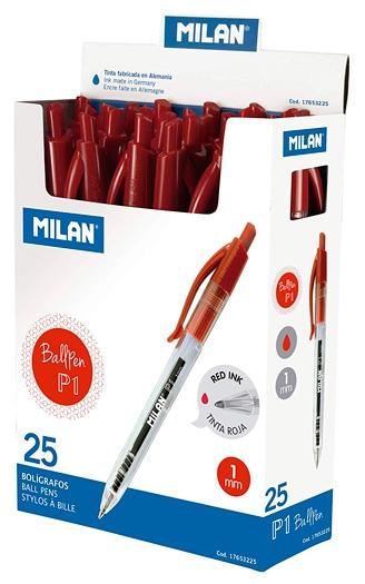 MILAN - BOLÍGRAFO P1 CUERPO TRANSPARENTE ROJO -CAJA EXP 25U- (Ref.17653225)