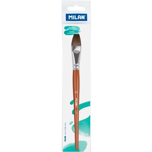 MILAN - PINCEL ESCOLAR PLANO SERIE 121 Nº 24 EN BOLSITA C/COLGADOR MARRÓN (Ref.0412124P)