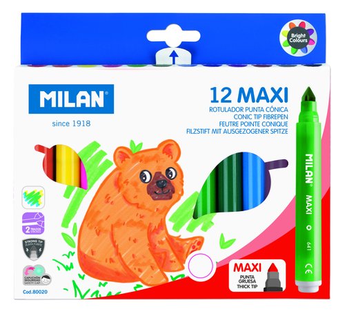 MILAN - ROTULADOR FIBRA MAXI CAJA de 12 (Ref.80020)