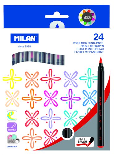 MILAN - ROTULADORES PUNTA PINCEL COLORES SURTIDOS -ESTUCHE DE 24U- (Ref.612624)