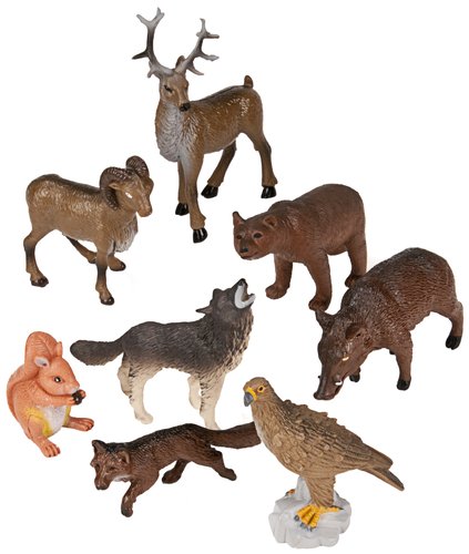 MINILAND - BOTE CON ASA 8 FIGURAS ANIMALES DEL BOSQUE (Ref.25126)