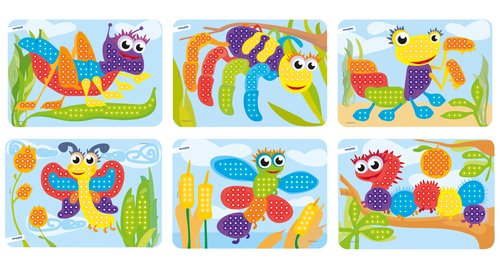 MINILAND - JUEGO PEGS 10mm BICHOS PACK de 6 (3-6 años) (Ref.31862)