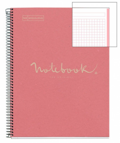 MIQUELRIUS - BLOC EMOTIONS NOTEBOOK 1 micro.tapa DURA A4 80h 90g CUADRIC.5x5 ECOROSA (Ref.6093)