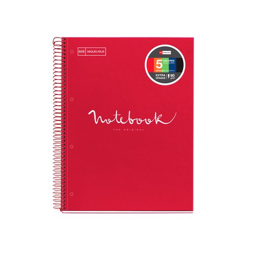 MIQUELRIUS - BLOC EMOTIONS NOTEBOOK 5 micro.tapa DURA A4 120h 90g HORIZONTAL 7mm ROJO (Ref.48555)