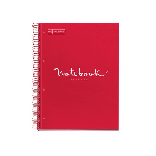 MIQUELRIUS - BLOC EMOTIONS NOTEBOOK 5 micro.tapa DURA A5 120h 90g CUADRIC.5x5 ROJO (Ref.46090)